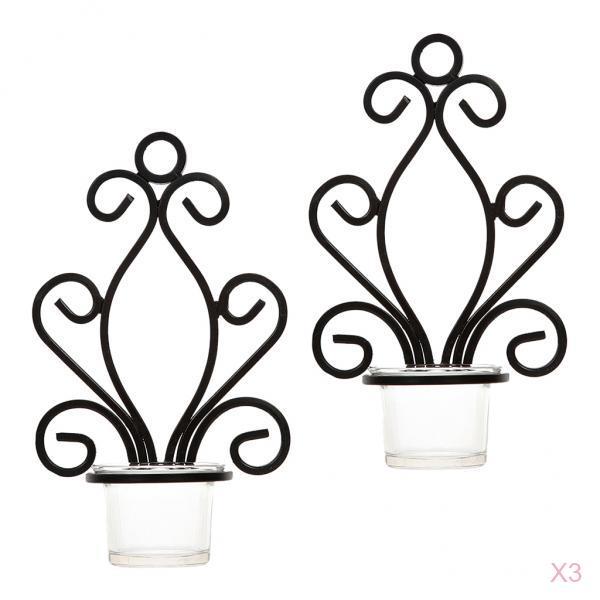 6Pcs Iron Tea Light Holders Candle Votive Wall Mounted Candlestick