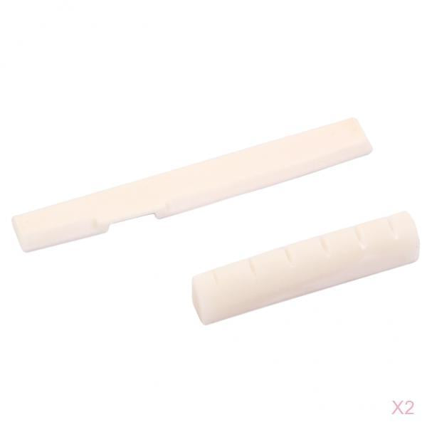 2 Sets Bone Bridge Saddle Nut for 6 String Acoustic Guitar Parts
