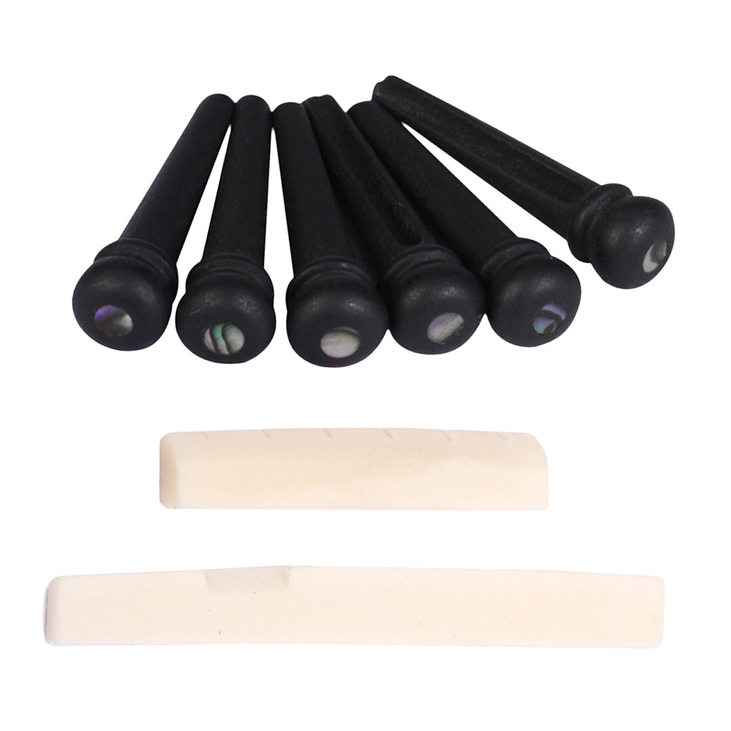 6 String Acoustic Guitar Bone Saddle Nut with PP Bridge Pins for Guitar