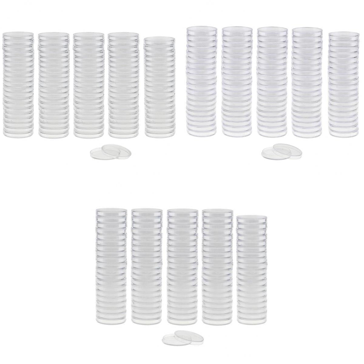 300pcs Round Plastic Coin Capsules Container Storage Holder Case 30/37/38mm