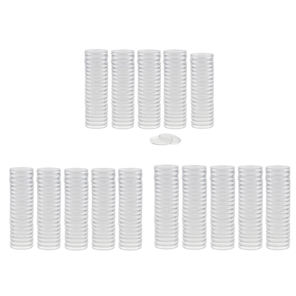 300pcs Round Plastic Coin Capsules Container Storage Holder Case 30/37/38mm