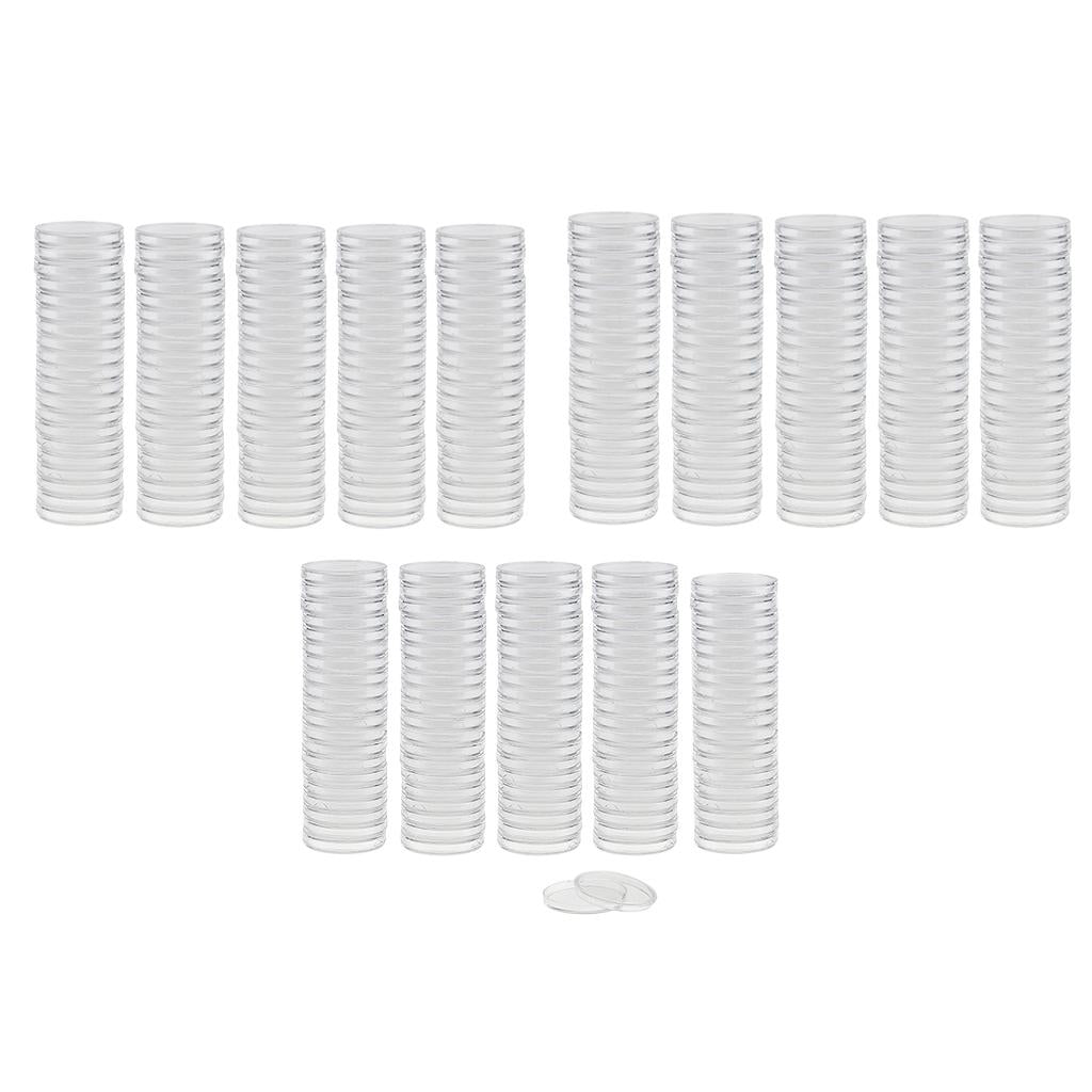 300pcs Round Plastic Coin Capsules Container Storage Holder Case 30/37/38mm