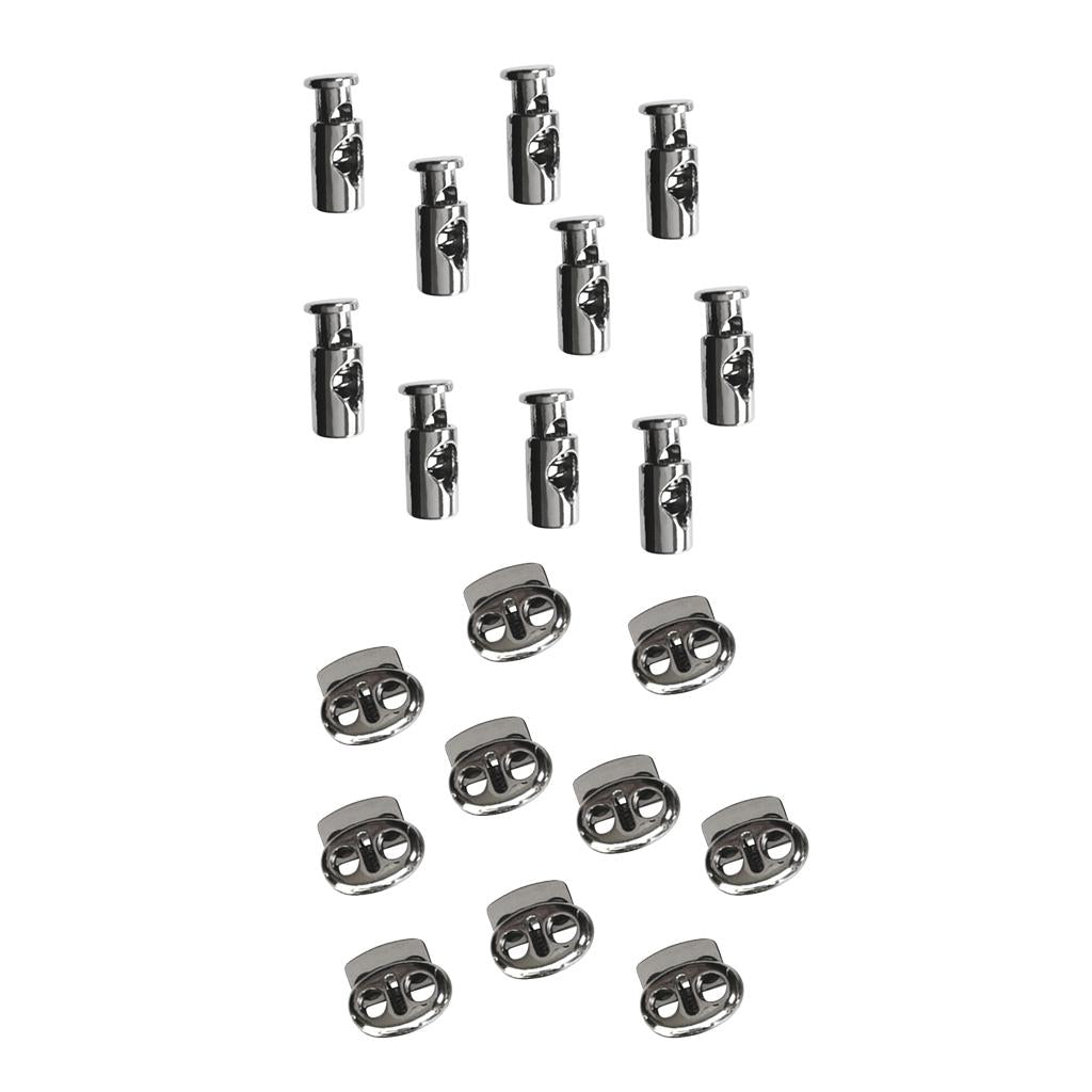 20pcs Metal Barrel Oval String Cord Locks 1/2 Hole Toggle Spring Clasp Stop