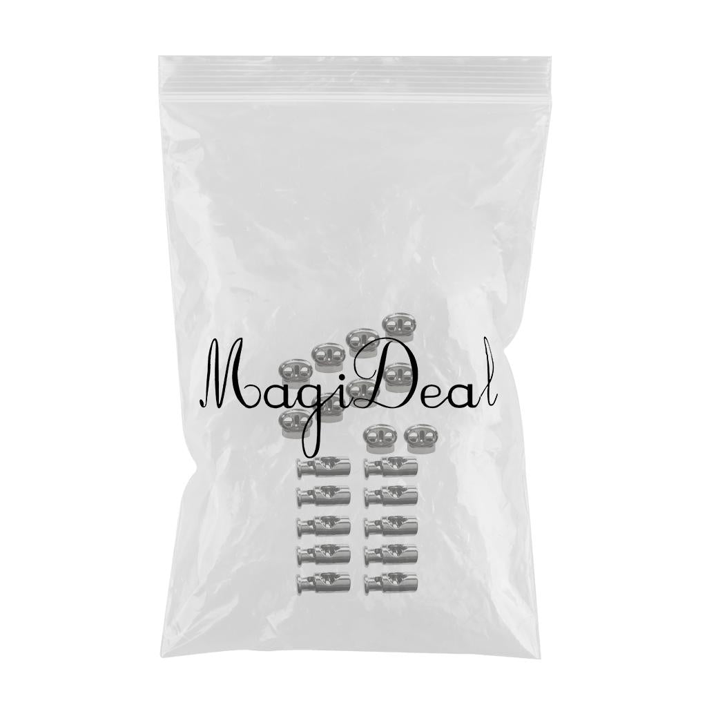 20pcs Metal Barrel Oval String Cord Locks 1/2 Hole Toggle Spring Clasp Stop