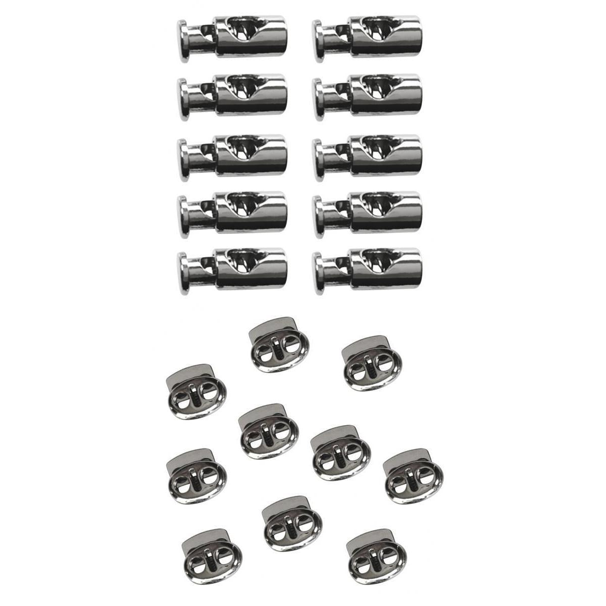 20pcs Metal Barrel Oval String Cord Locks 1/2 Hole Toggle Spring Clasp Stop