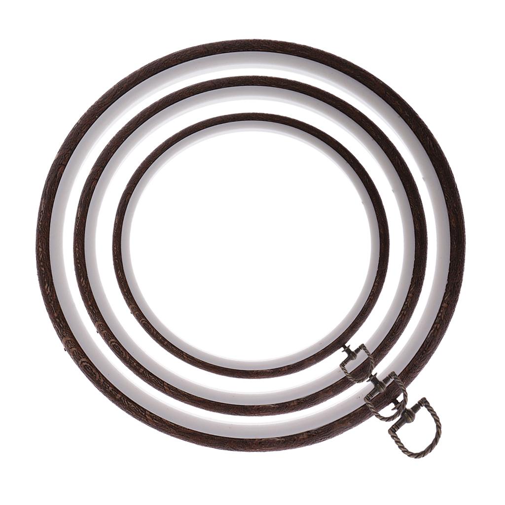 3Pcs Wood Embroidery Hoop Ring Cross Stitch Circle Frame Sewing Craft Tools