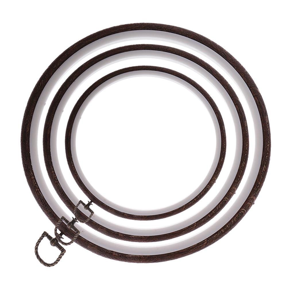 3Pcs Wood Embroidery Hoop Ring Cross Stitch Circle Frame Sewing Craft Tools
