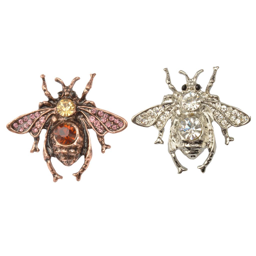 2 Pieces Fashion Women Men Crystal Honey Bee Brooch Pin Insects Pin Jewelry