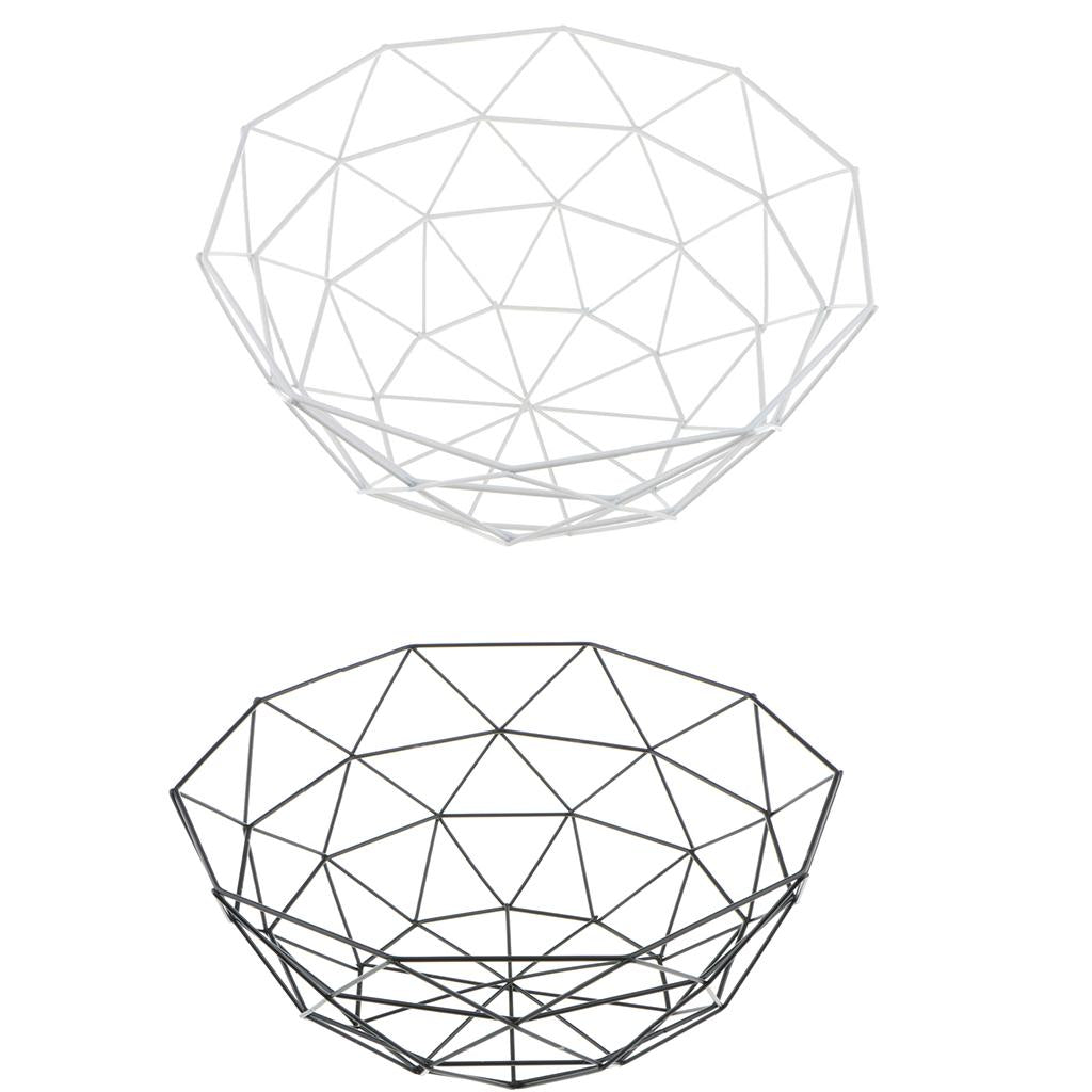 2 x Metal Wire Fruit Basket Bowl Food Serving Dish Candy Biscuit Snack Bowl