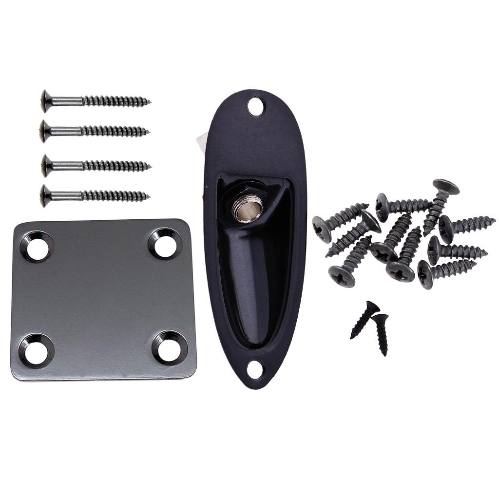 1 Set Bass Guitar Neck Plate+Boat Style Jack Plate+Pickguard Mounting Screws