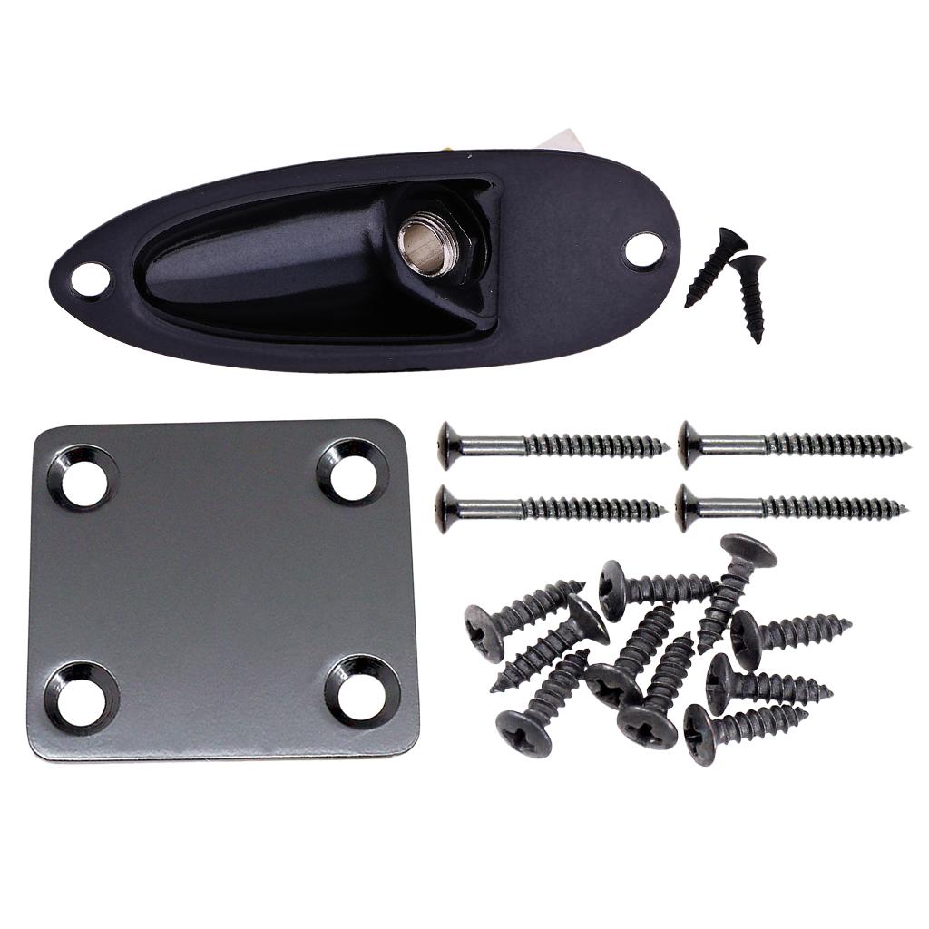 1 Set Bass Guitar Neck Plate+Boat Style Jack Plate+Pickguard Mounting Screws