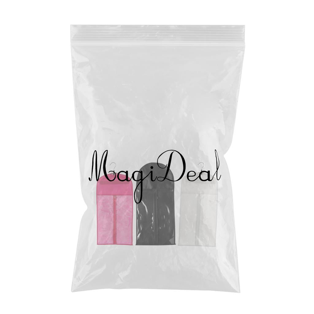 3x Dustproof Hair Extensions Wig Stand Storage Hanger Bag Holder Protector