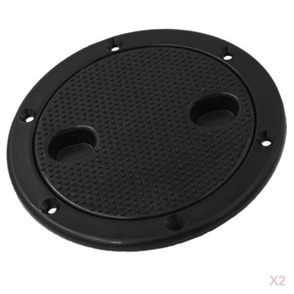 2pcs Marine Boat RV Black 4 Access Hatch Cover Twist Screw Out Deck Plate"
