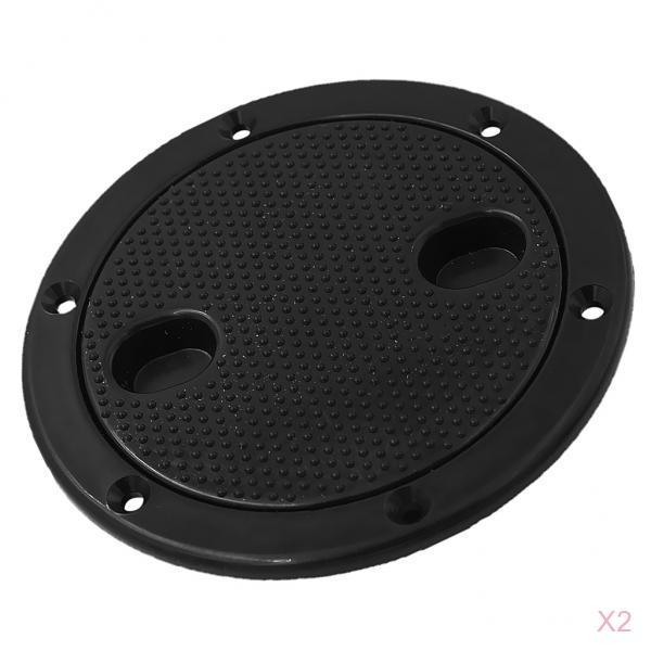 2pcs Marine Boat RV Black 6 Access Hatch Cover Twist Screw Out Deck Plate"
