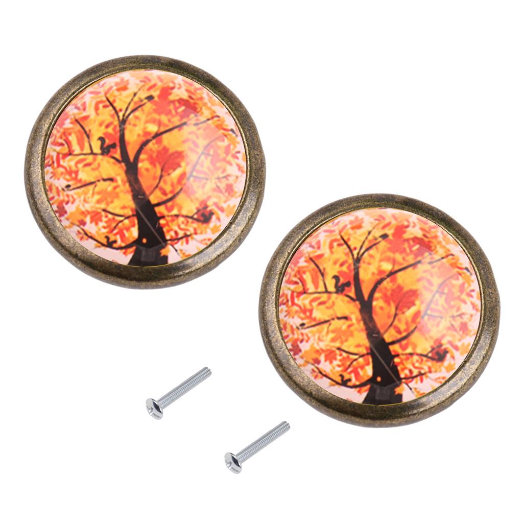 2x Tree Pattern Pull Knob Handle for Cabinet Drawer Cupboard Door Bin Box 3#