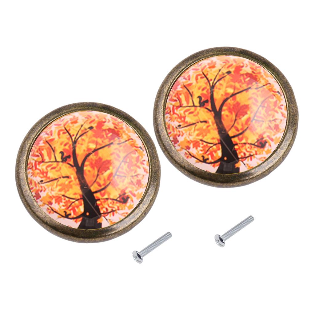 2x Tree Pattern Pull Knob Handle for Cabinet Drawer Cupboard Door Bin Box 3#
