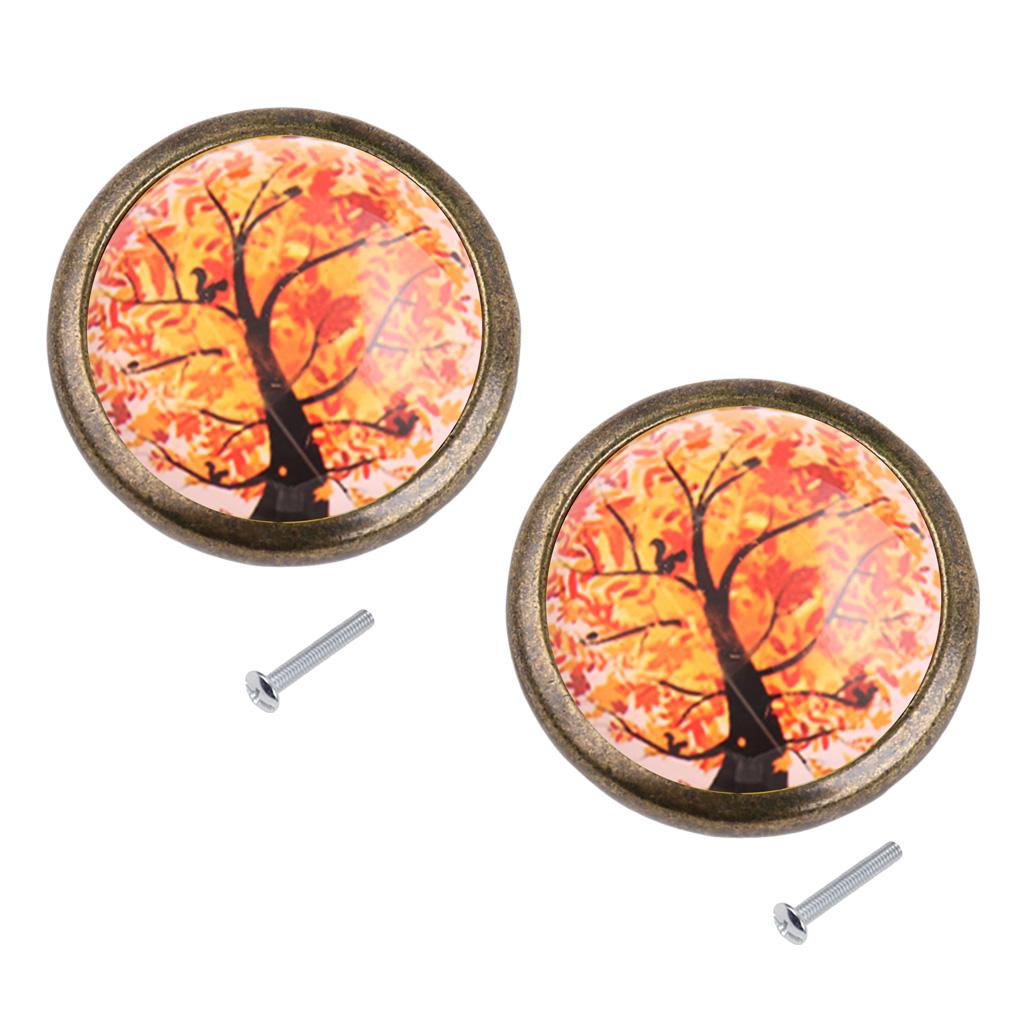 2x Tree Pattern Pull Knob Handle for Cabinet Drawer Cupboard Door Bin Box 3#