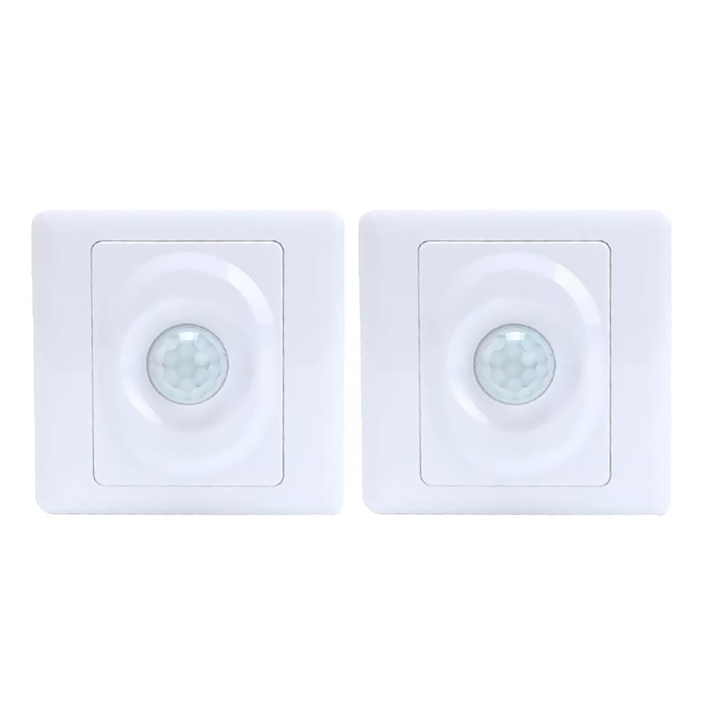 2Pcs PIR Motion Sensor Light Switch Time Delay Detector Adapter Panel