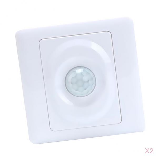 2Pcs PIR Motion Sensor Light Switch Time Delay Detector Adapter Panel