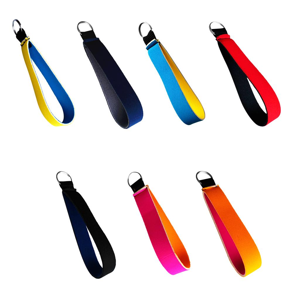 7 Pieces Neoprene Wristlet Keychain Wrist Strap Band Key Holder Split Ring