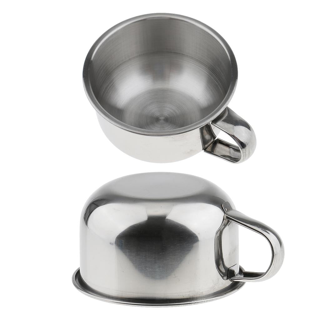 2 Pieces Stainless Steel Men's Shaving Mug Bowls Barber Beard Soap Mug Cups
