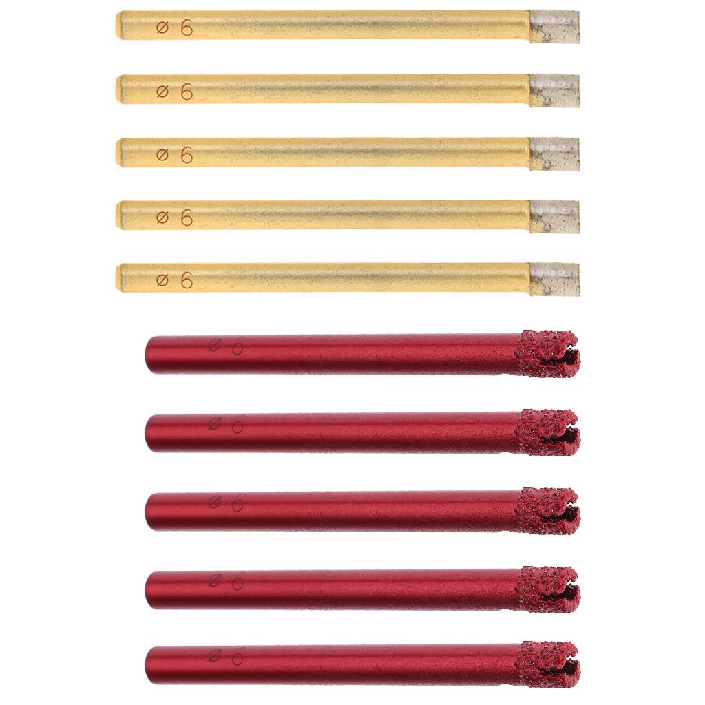 10x Diamond Holesaw Tile Ceramic Glass Slate Porcelain Marble Drill Bits 6mm