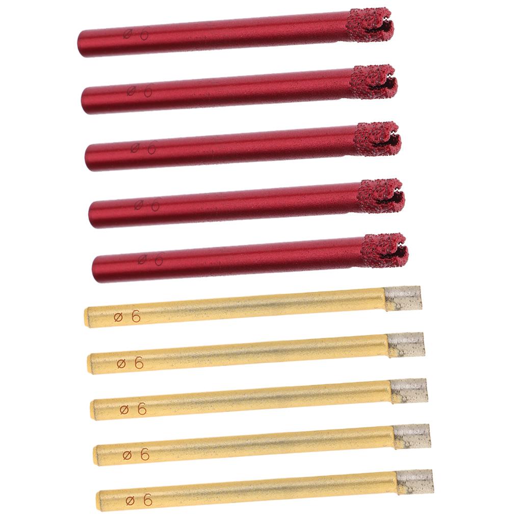 10x Diamond Holesaw Tile Ceramic Glass Slate Porcelain Marble Drill Bits 6mm