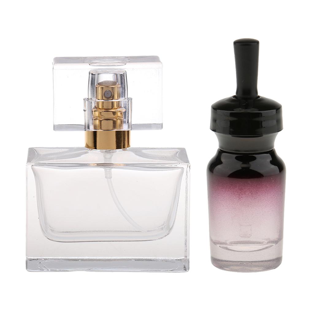 2 Pieces Glass Dropper Bottles Essential Oil Perfume Mist Vials 20ml 30ml