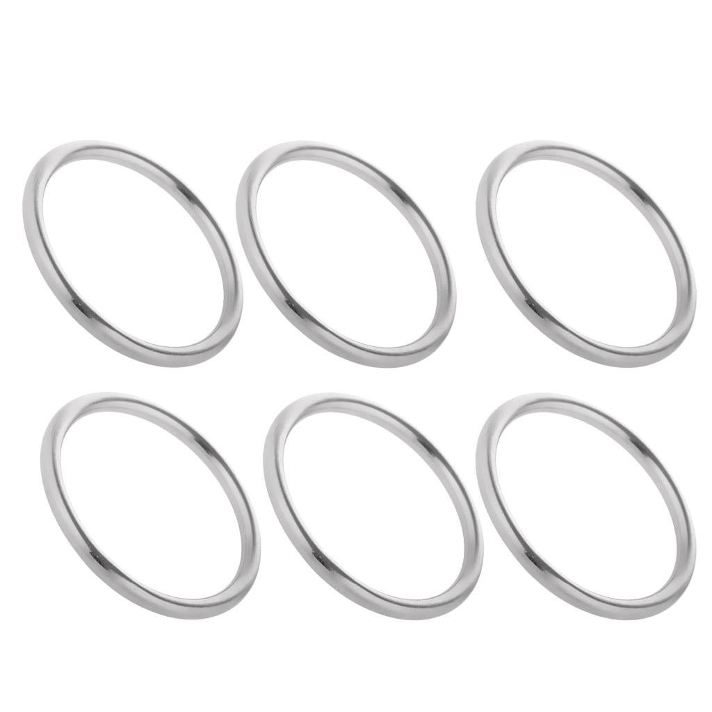 6 Pieces 304 Stainless Steel Seamless Welding Round O Rings 3x25mm