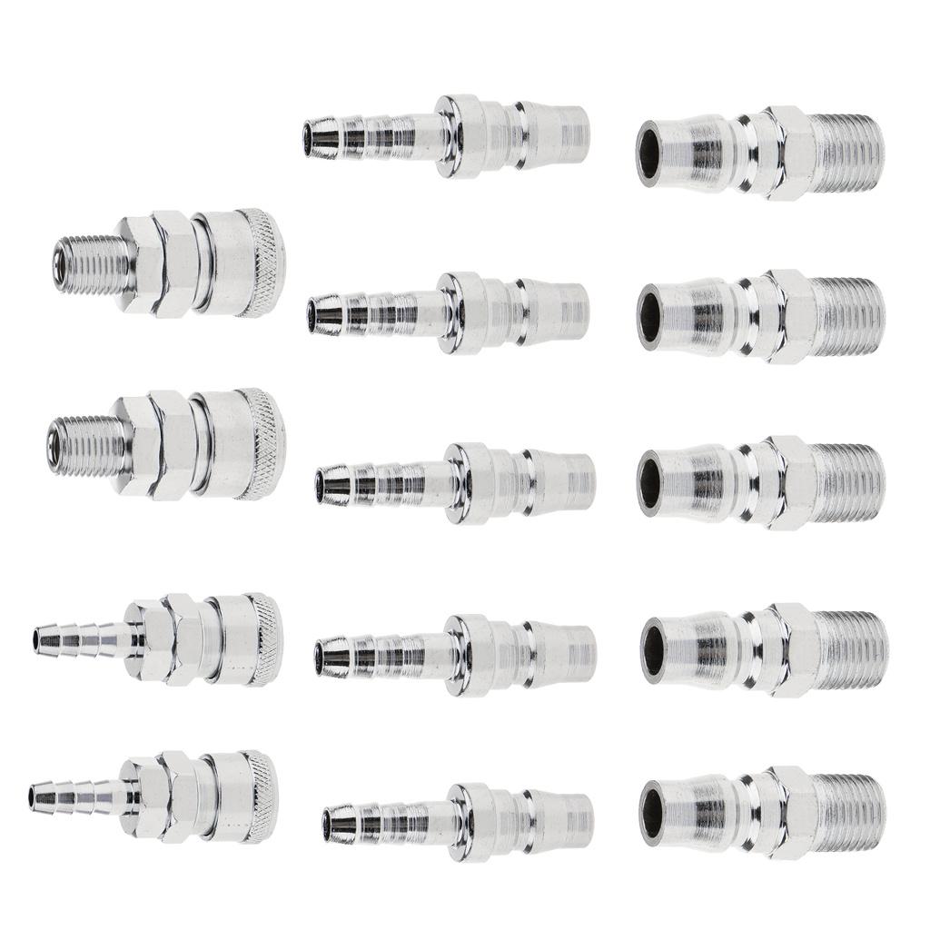 14 Pieces Air Line Hose Coupling Coupler Connector Compressor Set