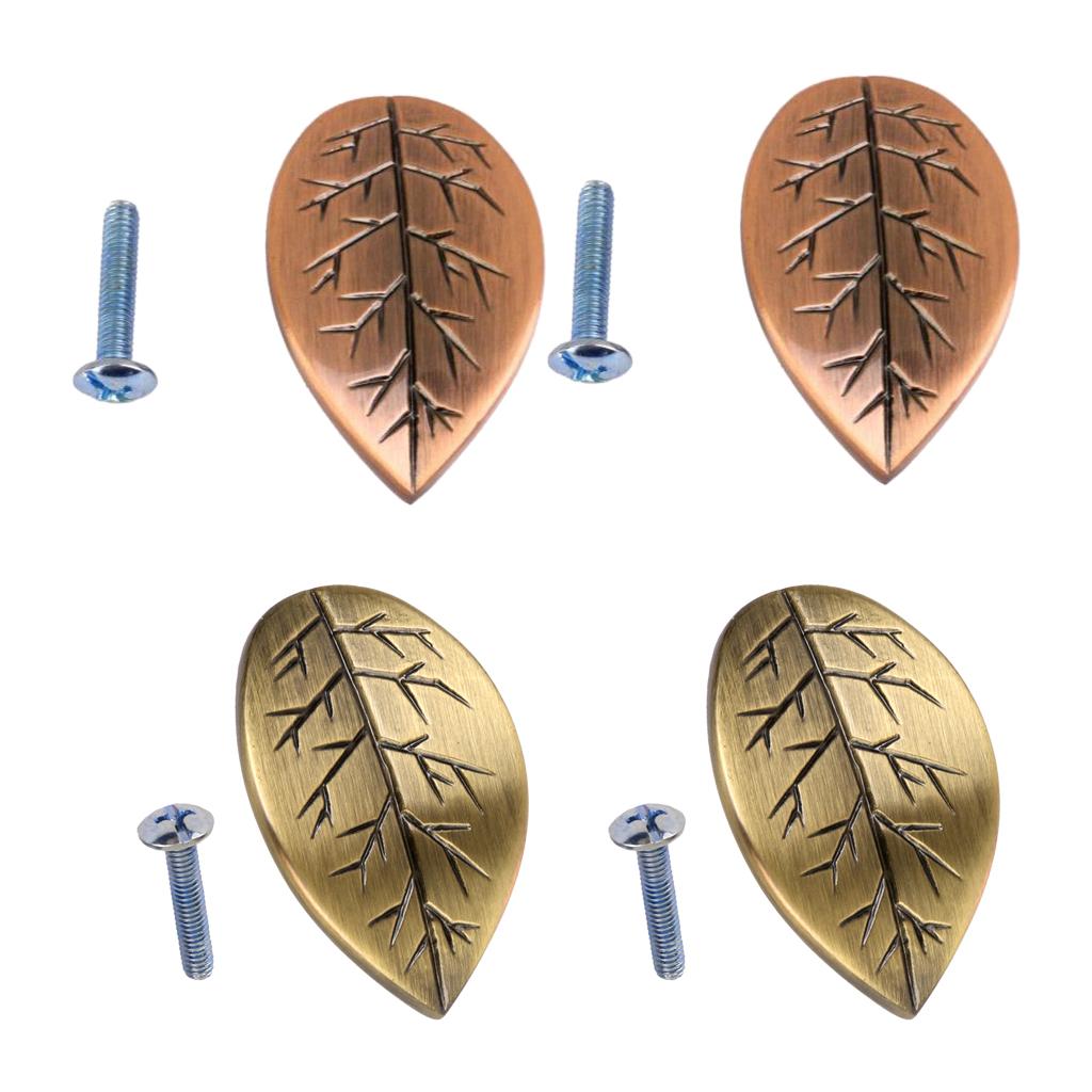 4-Pieces Leaf Shaped Cabinet Door Drawer Bin Handle Pull Knob DIY Decor
