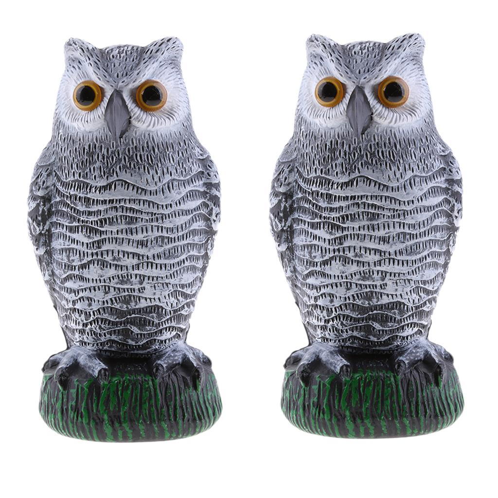 2 Pieces Realistic Owl Decoy Pest Control Garden Scarer Scarecrow Ornament