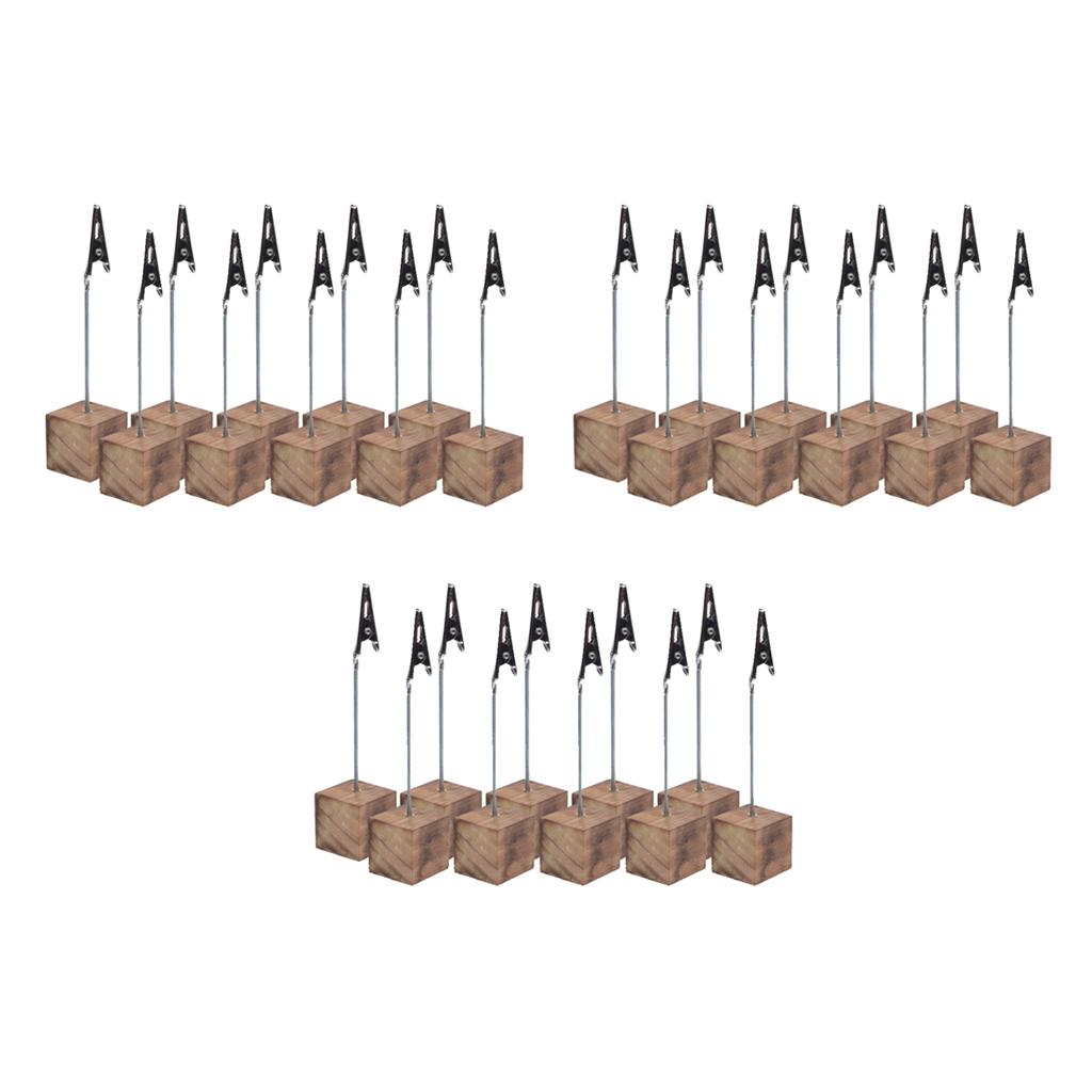 30Pcs Wooden Base Wire Photo Clip Wedding Table Place Card Holder Decorative