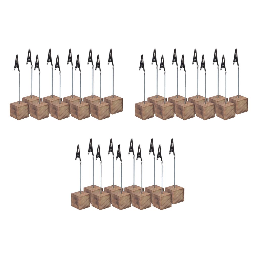 30Pcs Wooden Base Wire Photo Clip Wedding Table Place Card Holder Decorative