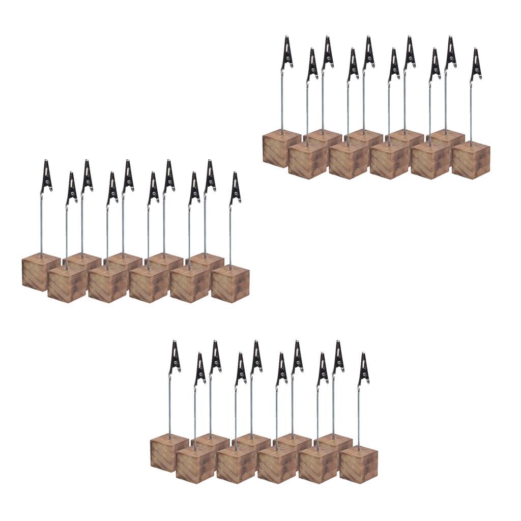 30Pcs Wooden Base Wire Photo Clip Wedding Table Place Card Holder Decorative