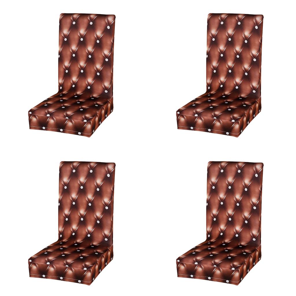 4Pcs Elastic Stretch Slipcover Dining Chair Seat Cover Cushion Coffee