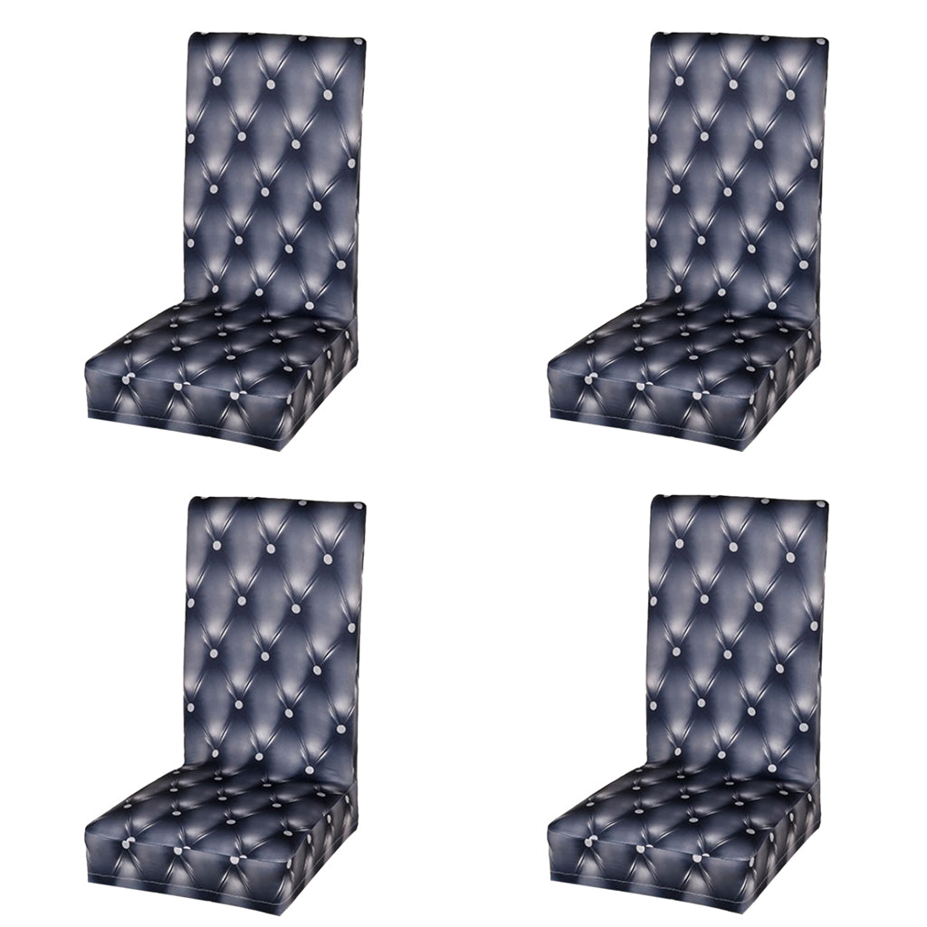 4Pcs Elastic Stretch Slipcover Dining Chair Seat Cover Cushion Grey
