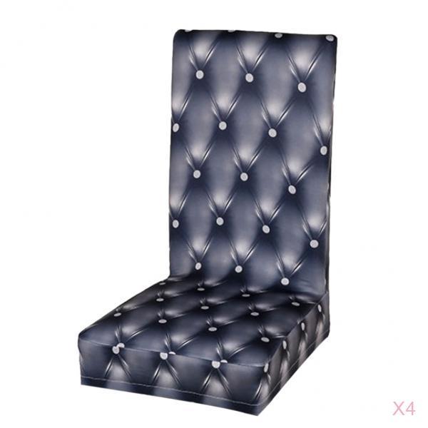 4Pcs Elastic Stretch Slipcover Dining Chair Seat Cover Cushion Grey