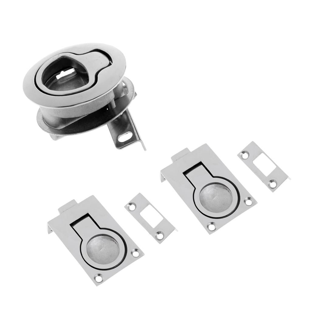 3x Marine Boat Hatch Latch Lock with Boat Door Hatch Cabinet Lift/Pull Ring