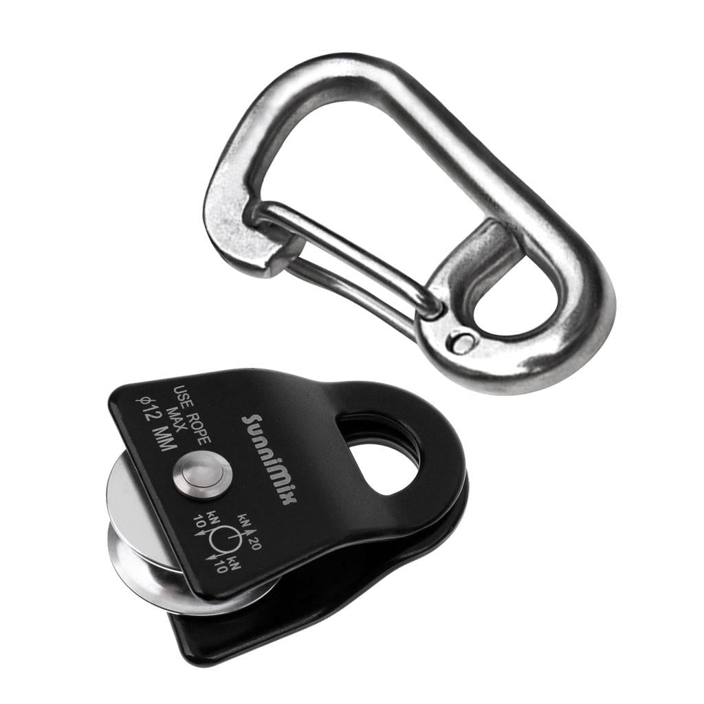 20KN Small General Purpose Mobile Pulley + Stainless Steel Spring Snap Hook