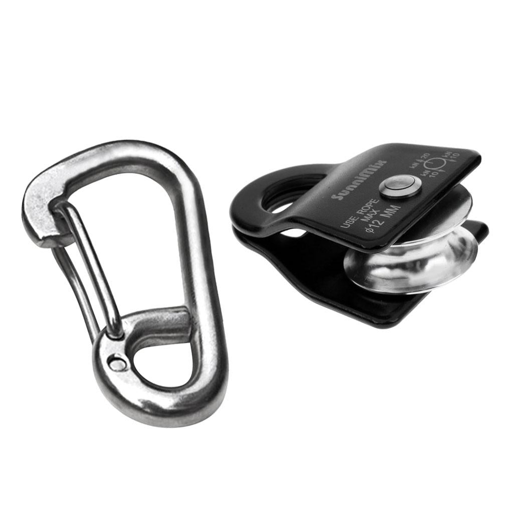 20KN Small General Purpose Mobile Pulley + Stainless Steel Spring Snap Hook
