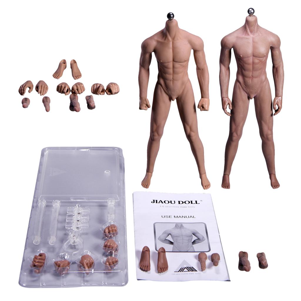 1/6 Super Flexible Male Seamless Body with Steel Skeleton Black & Wheat Skin