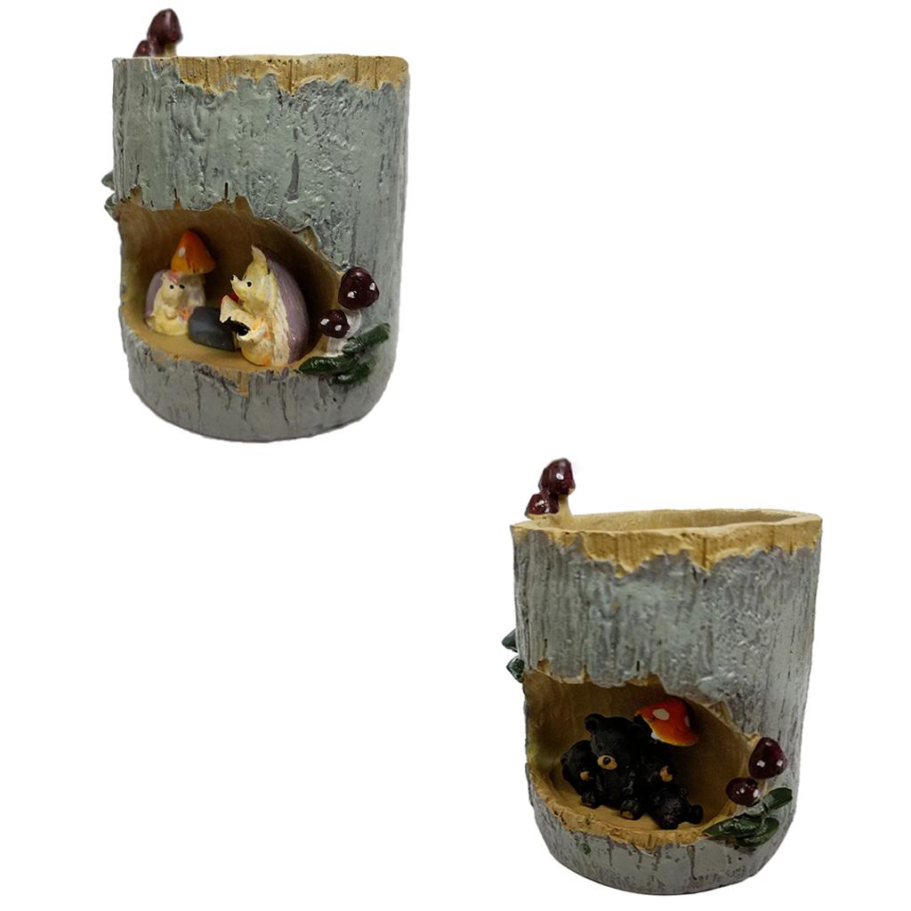 2 Piece Resin Animal Succulent Plant Flower Bed Pot Garden Planter Dollhouse