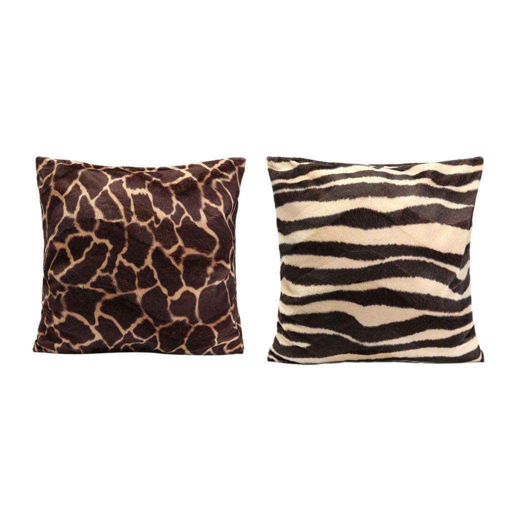 2Pcs 45x45cm Animal Print Pillow Case Leopard Zebra Sofa Car Cushion Cover A