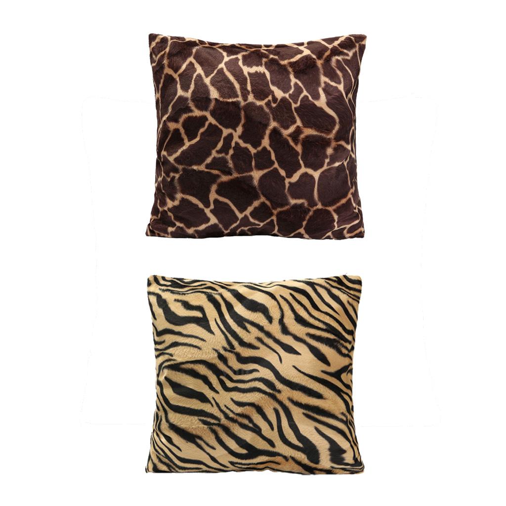 2Pcs 45x45cm Animal Print Pillow Case Leopard Zebra Sofa Car Cushion Cover B