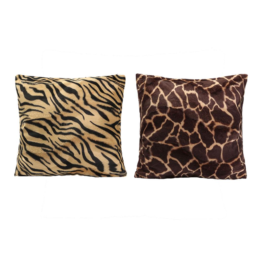 2Pcs 45x45cm Animal Print Pillow Case Leopard Zebra Sofa Car Cushion Cover B
