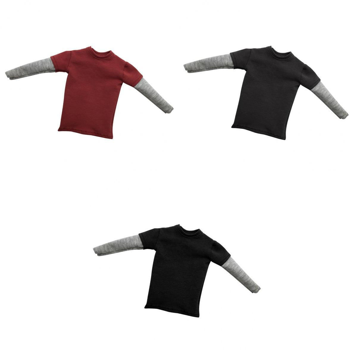3 Pieces 1/6 Scale Mens Double Sleeve Long T-shirt for 12'' Action Figure
