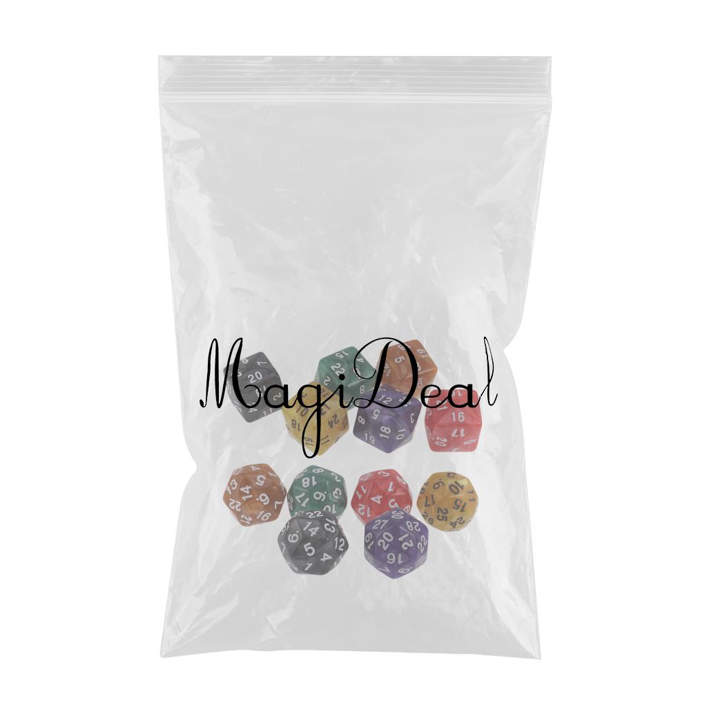 12Piece D30 D24 Polyhedral Dice Dies for D&D TRPG Party Board Game Toy Pearl