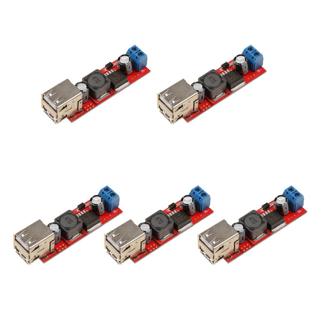 5 Pieces Dual Usb 9V/12V/24V/36V to 5V DC-DC Step-down Power Supply Module