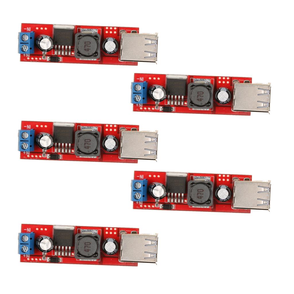 5 Pieces Dual Usb 9V/12V/24V/36V to 5V DC-DC Step-down Power Supply Module